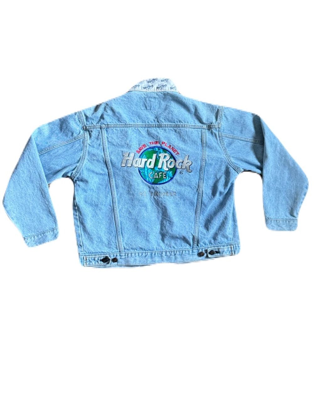 Hard Rock Cafe St. Thomas Save The Planet Denim Jean Jacket Size Medium